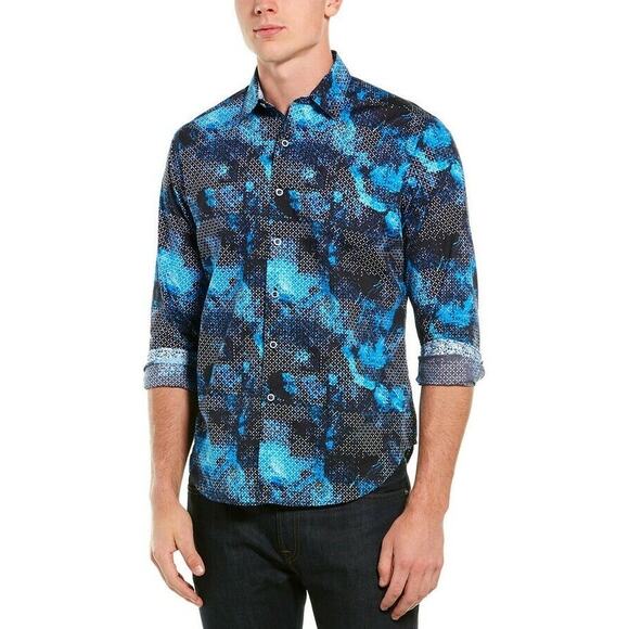 Robert Graham Other - Robert Graham Baccus Geo Print Blue Classic Fit Button Up Dress Shirt Size Small
